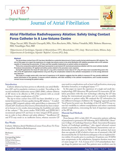 Atrial Fibrillation Radiofrequency Ablation: Safety Using  .